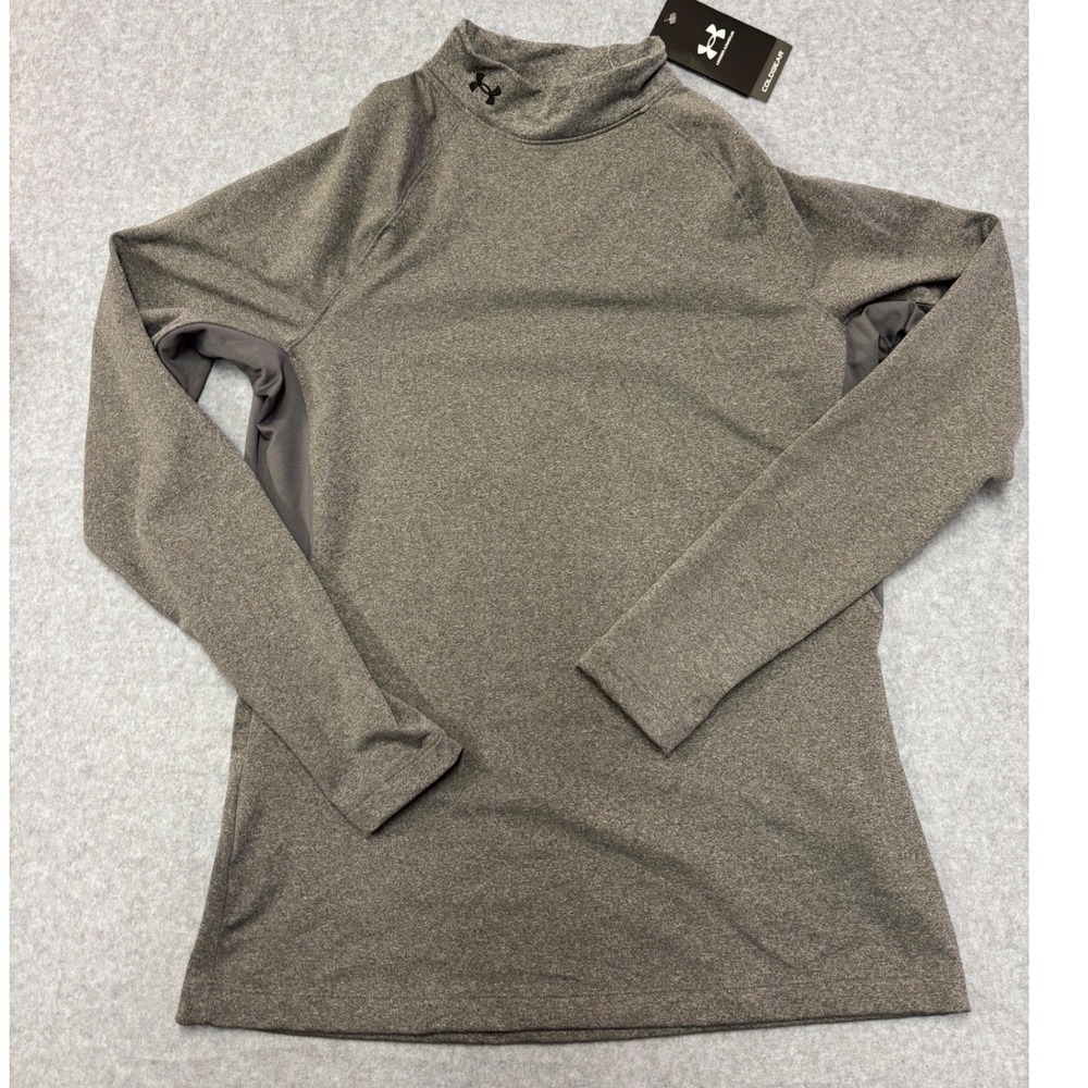 Under Armour ColdGear Authentic Mock Neck Fitted Top Gray 1368702 Womens XL
